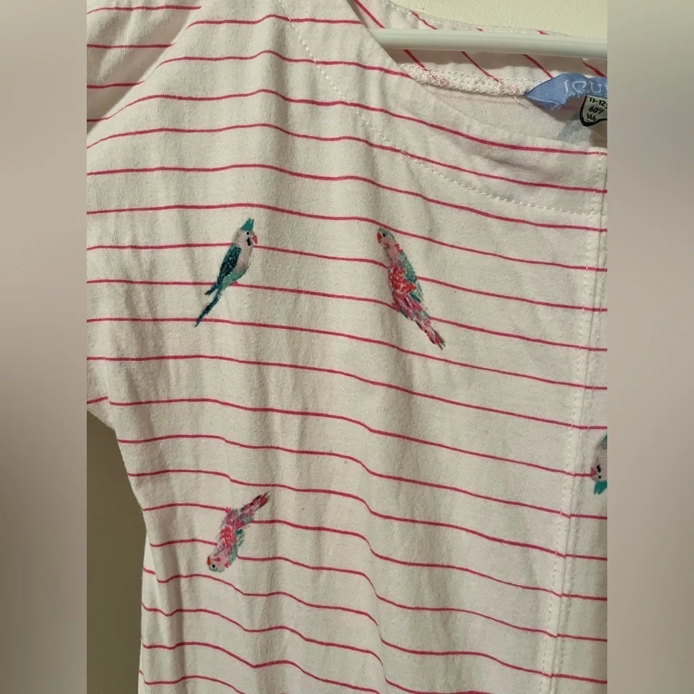 Joules Parrot Print Striped Pocket Dress